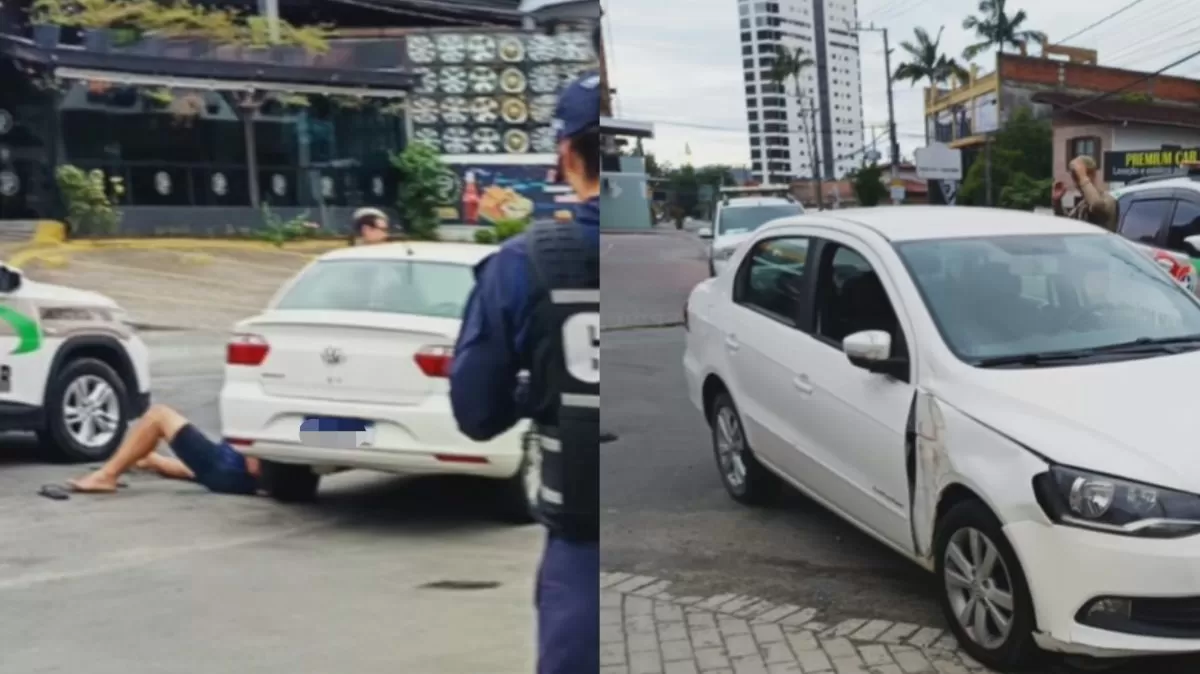 Homem é preso após tentar atropelar pessoas e colidir contra viatura da PM em Blumenau