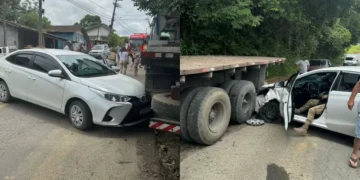 Idoso sofre mal súbito e colide com caminhão em Ituporanga