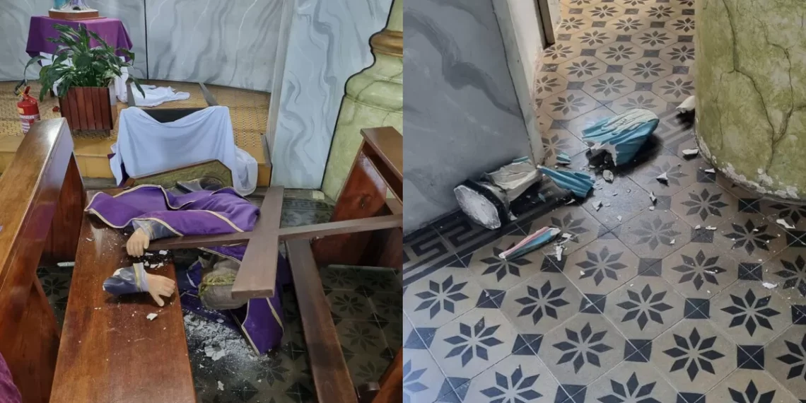 Igreja em Ascurra tem imagens sacras destruídas por homem sob efeito de drogas
