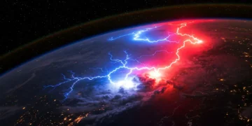 Astronauta da ISS filma raro relâmpago colorido do espaço