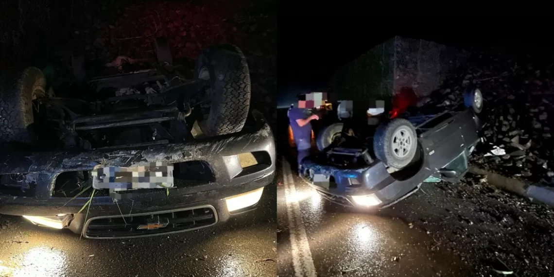 Capotamento na BR-470 deixa mulher ferida e com perda de sensibilidade nas pernas, em Pouso Redondo