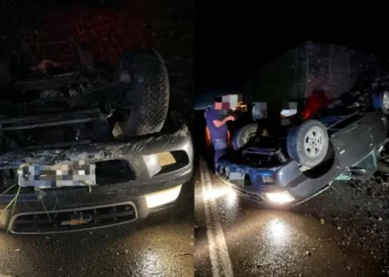 Capotamento na BR-470 deixa mulher ferida e com perda de sensibilidade nas pernas, em Pouso Redondo