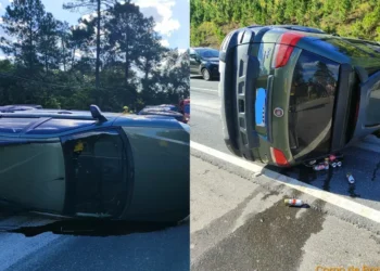Colisão entre 3 veículos deixa gestante e criança entre os envolvidos na BR-470, em Gaspar