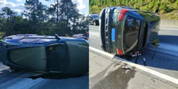 Colisão entre 3 veículos deixa gestante e criança entre os envolvidos na BR-470, em Gaspar