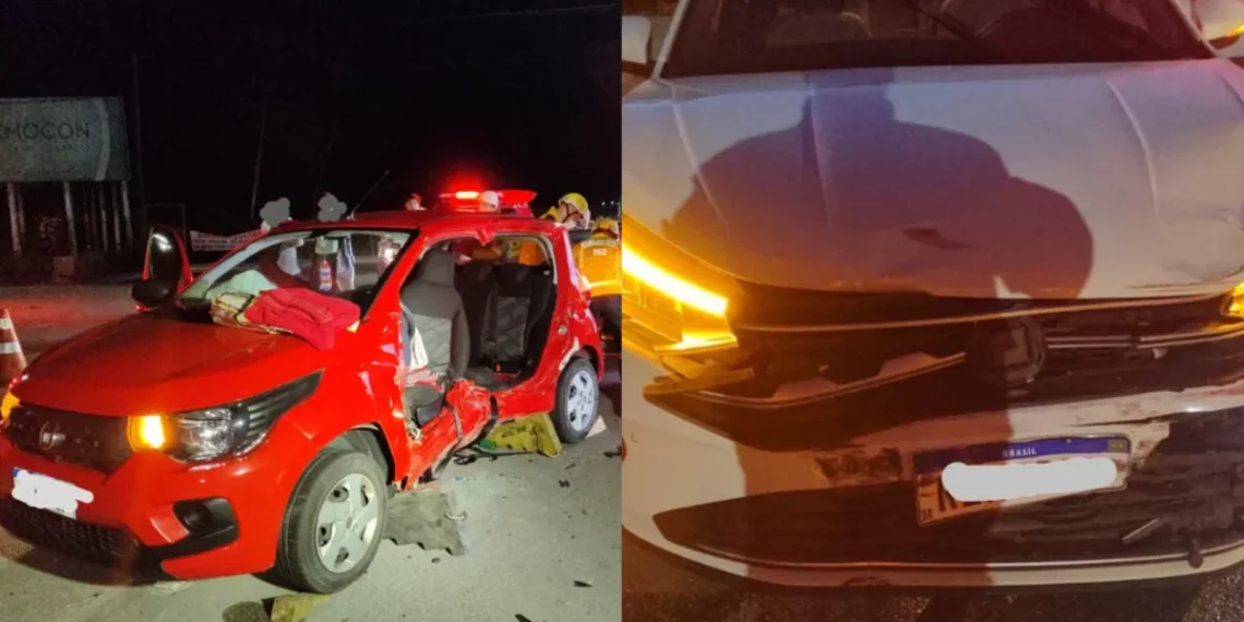 Motorista fica preso às ferragens após colisão lateral em Gaspar