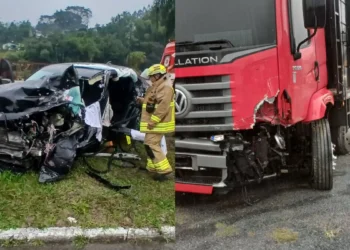 Motorista fica preso às ferragens após colisão frontal, em Apiúna