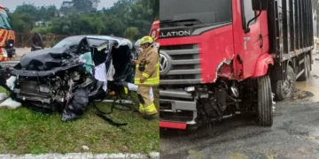 Motorista fica preso às ferragens após colisão frontal, em Apiúna