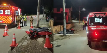 Motociclista morre após colisão contra poste em Trombudo Central