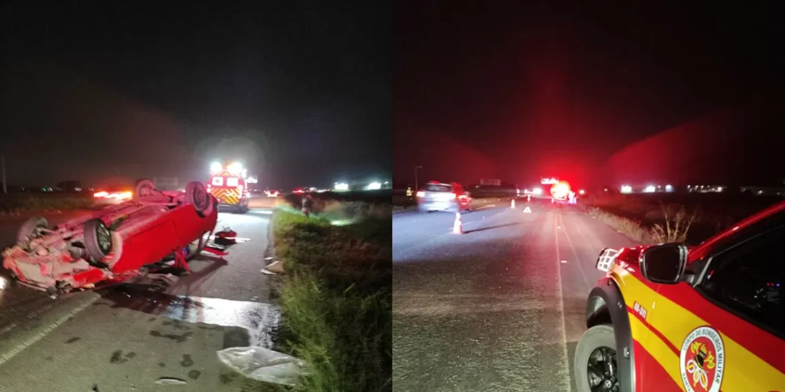 Homem é resgatado após capotamento de carro na BR-470, em Gaspar