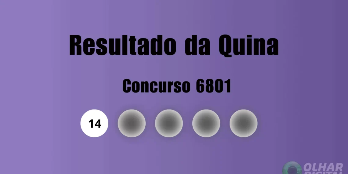Quina 6801: veja resultado de hoje, sexta-feira (15)