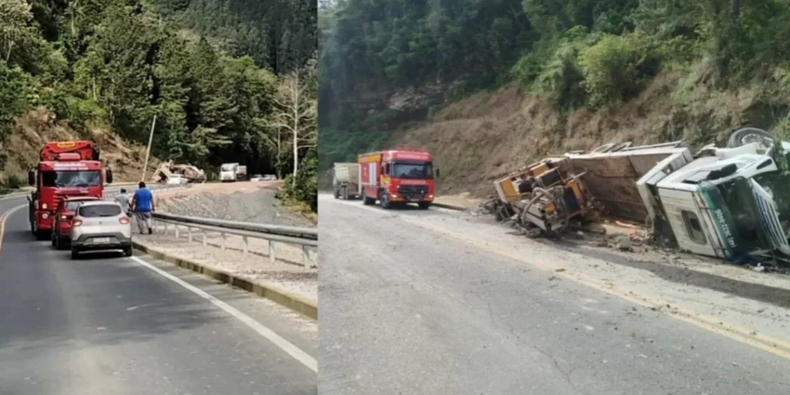 Caminhão perde freios e três pulam para escapar de acidente em Ituporanga
