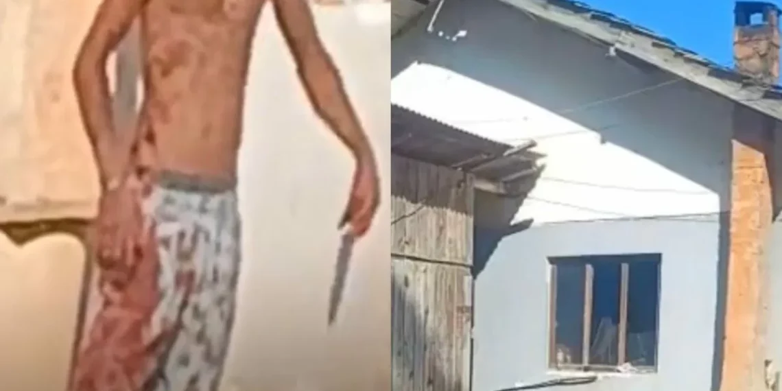 Homem é encontrado ensanguentado após ameaçar familiares com faca e destruir residência, em Ascurra