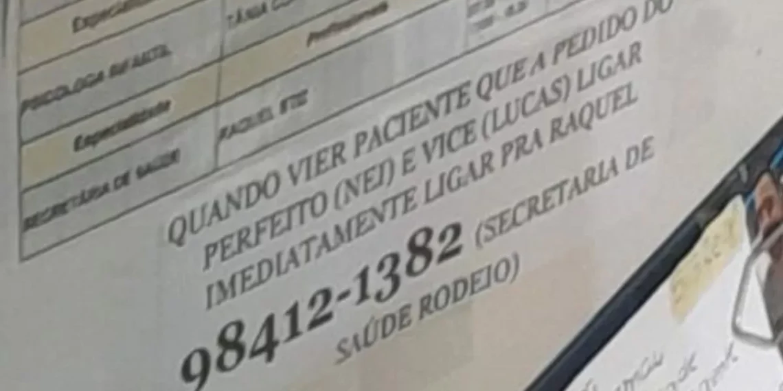 Bilhete na Saúde de Rodeio gera suspeita de atendimento privilegiado a indicados do prefeito e do vice