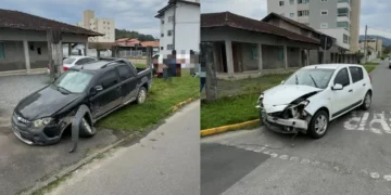 Colisão entre dois carros deixa uma mulher ferida em Timbó