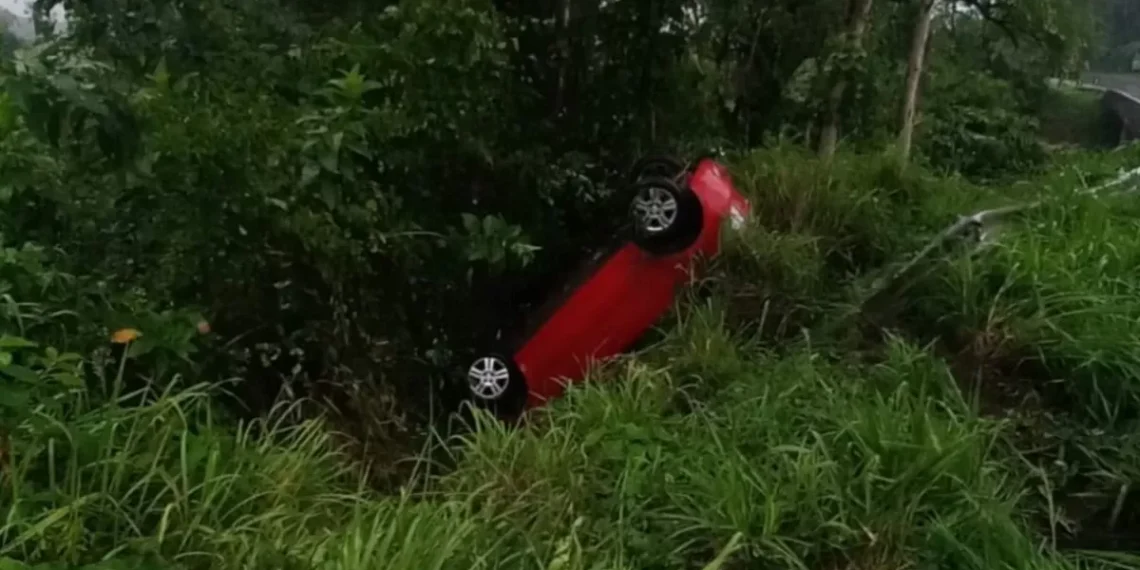 Motorista abandona veículo após capotamento na BR-470 em Rodeio
