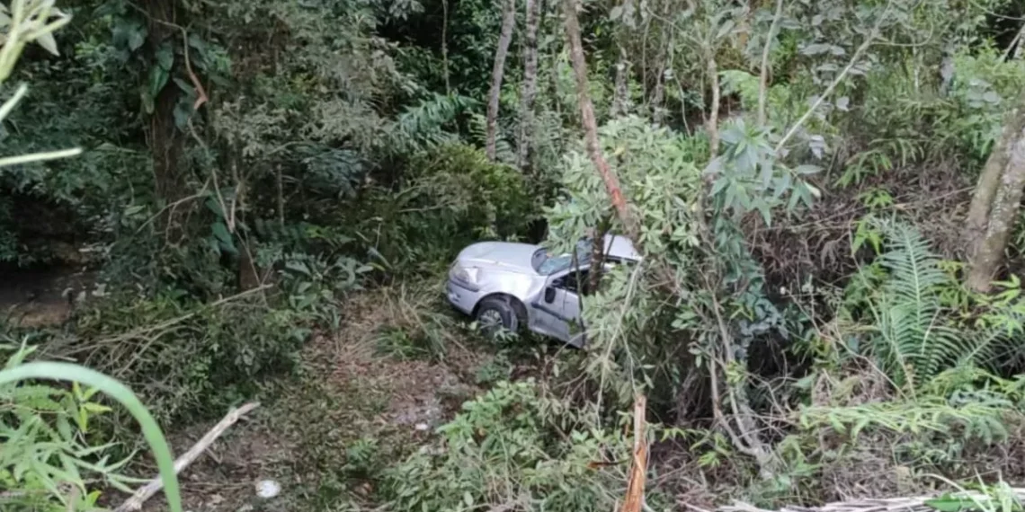 Motorista é resgatado em Gaspar após carro despencar em ribanceira