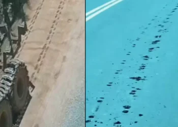 Exclusivo: Câmeras flagraram máquina que teria danificado asfalto recém-feito em Rio dos Cedros