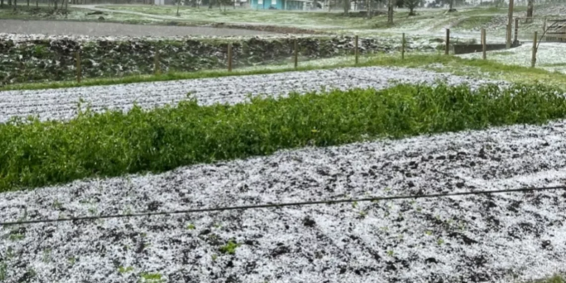 Granizo rompe onda de calor e marca início de semana de forte instabilidade em SC