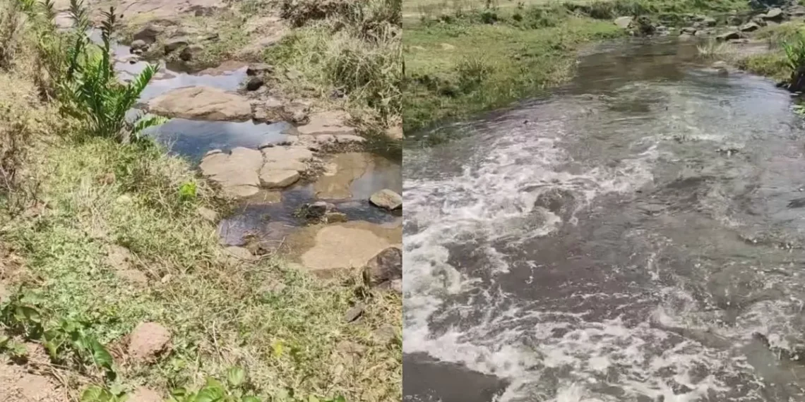 Cabeça d’água surpreende ao transformar rio seco em poucos segundos