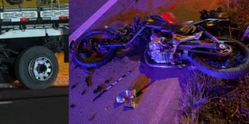 Grave colisão entre moto e caminhão deixa motociclista em estado crítico na BR-470, em Apiúna
