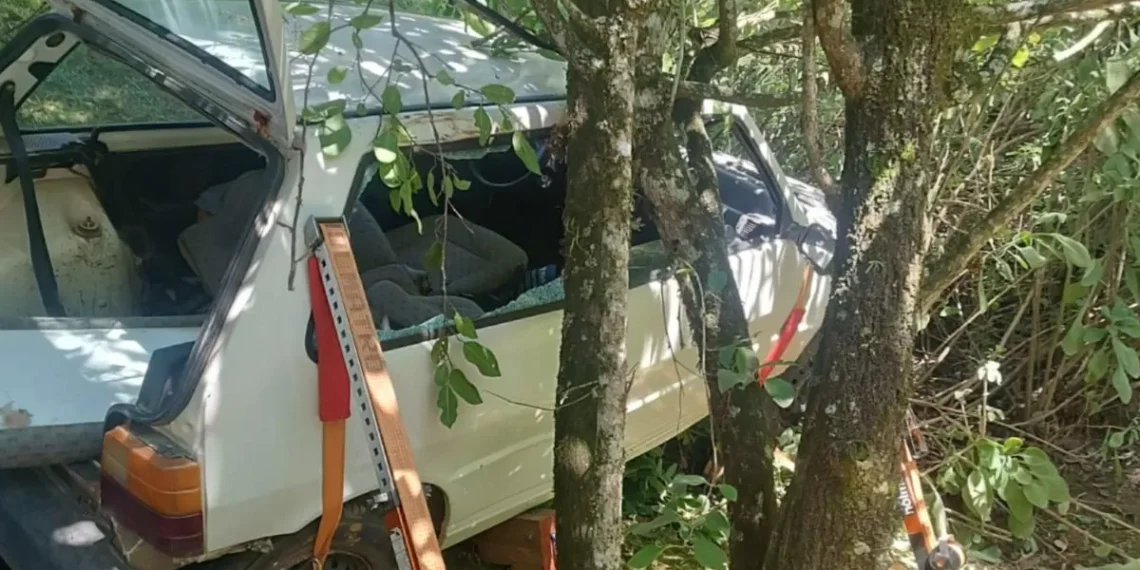 Homem fica ferido após saída de pista e capotamento em Pomerode