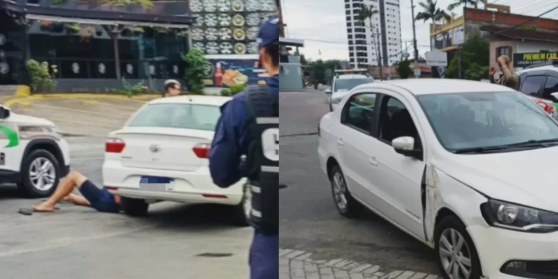 Homem é preso após tentar atropelar pessoas e colidir contra viatura da PM em Blumenau